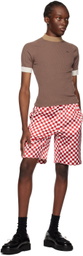 Meryll Rogge Burgundy & White Check Shorts