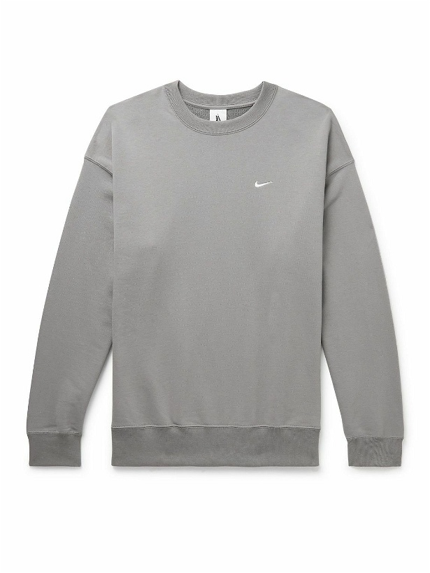 Photo: Nike - Solo Swoosh Cotton-Blend Jersey Sweatshirt - Gray
