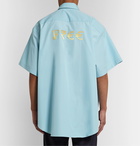 Vetements - Oversized Embellished Cotton-Poplin Shirt - Blue