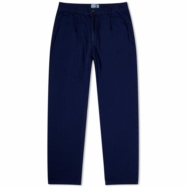 Photo: Oliver Spencer Men's Morton Pleated Trousers in Indigo Blue