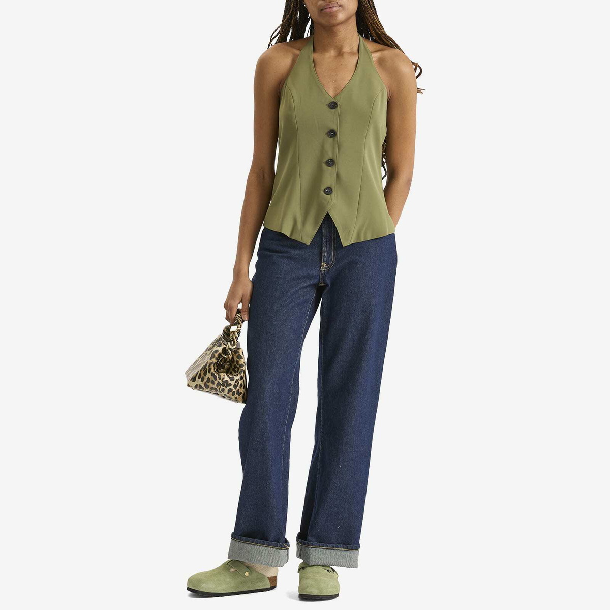 4th & Reckless Women's Sabrina Waistcoat in Khaki