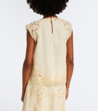 Ulla Johnson Amelie crochet-trimmed linen top