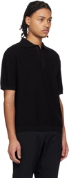 Solid Homme Black Three-Button Polo