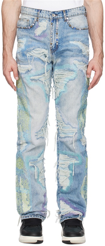 Photo: Who Decides War Blue Embroidered Jeans