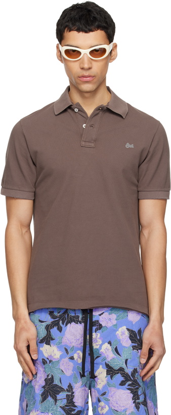 Photo: ERL Brown Logo Patch Polo