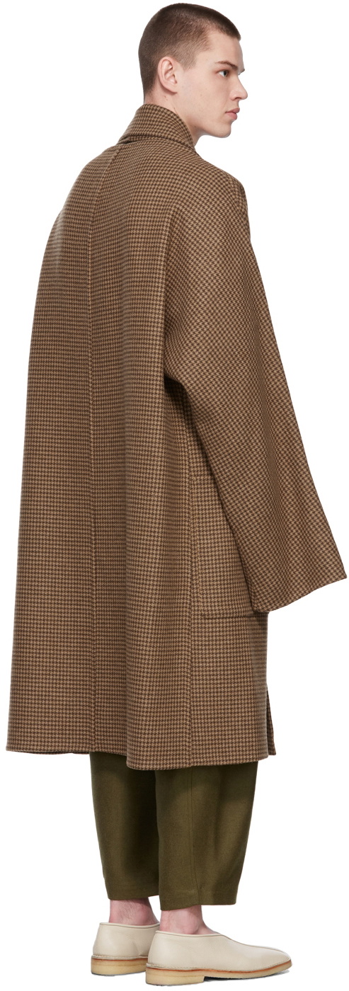 Hed Mayner Brown Wool Houndstooth Coat Hed Mayner