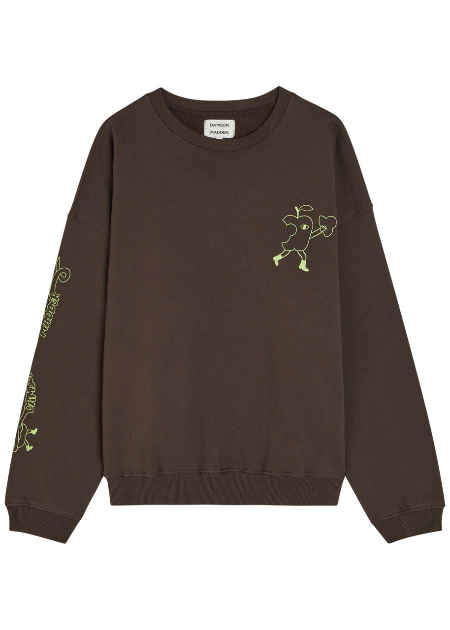 Damson Madder Cafe Pronto Printed Cotton Sweatshirt Brown