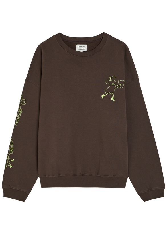 Photo: Damson Madder Cafe Pronto Printed Cotton Sweatshirt Brown