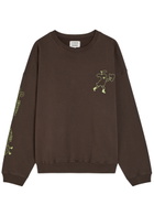 Damson Madder Cafe Pronto Printed Cotton Sweatshirt Brown