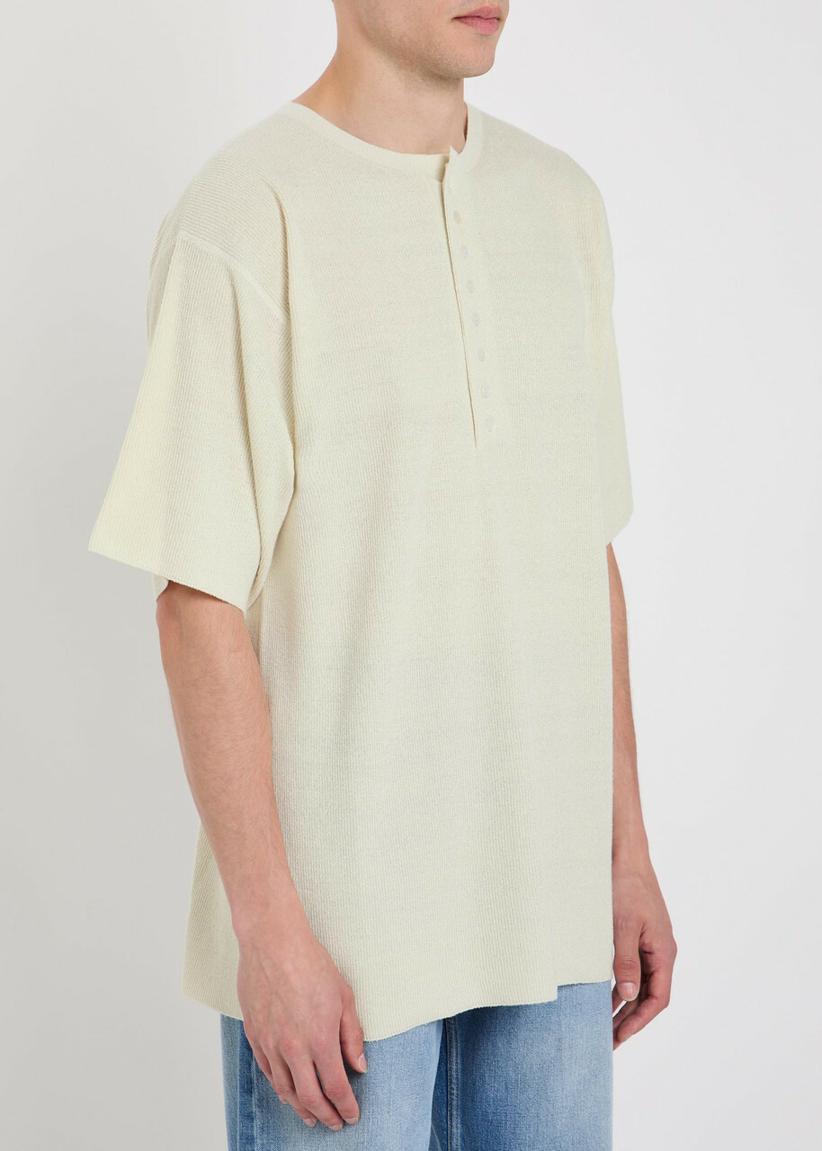 Calvin Klein Round-neck Ribbed-knit Silk top White
