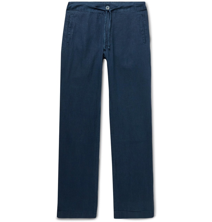 Photo: Onia - Collin Slub Linen Drawstring Trousers - Blue