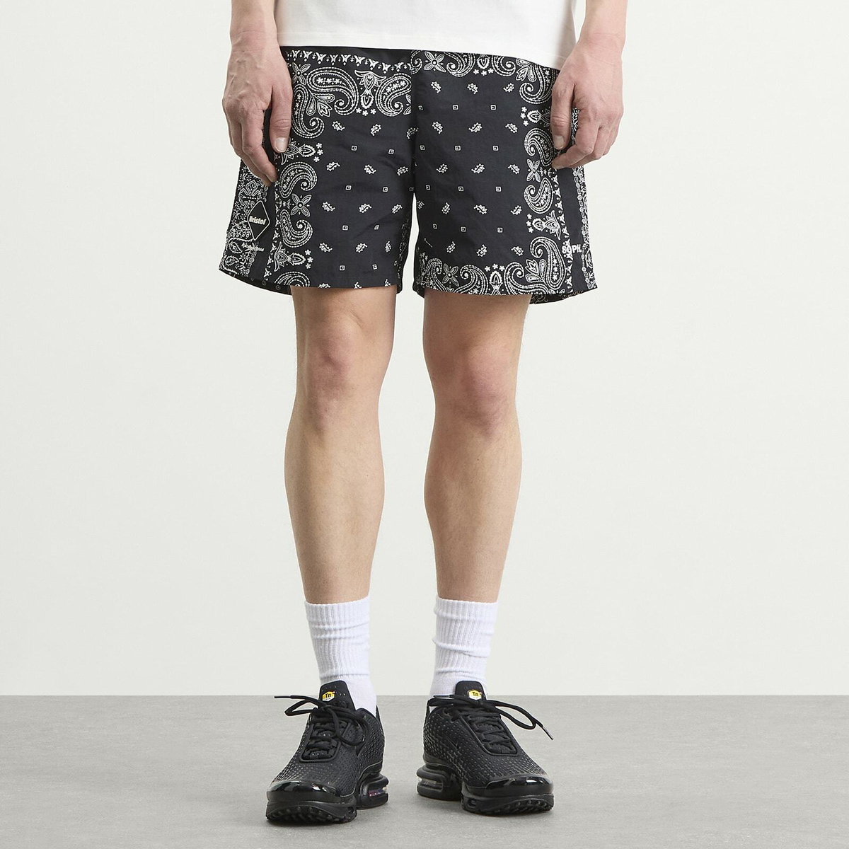 F.C. Real Bristol Men's Bandana Nylon Easy Shorts in Black