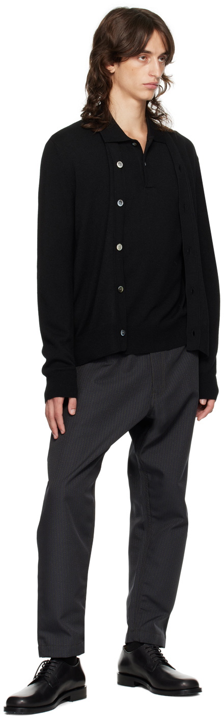 Comme des Garçons Homme Deux Black Wool Polo