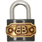 Balenciaga Black & Silver BB Padlock Bag Charm