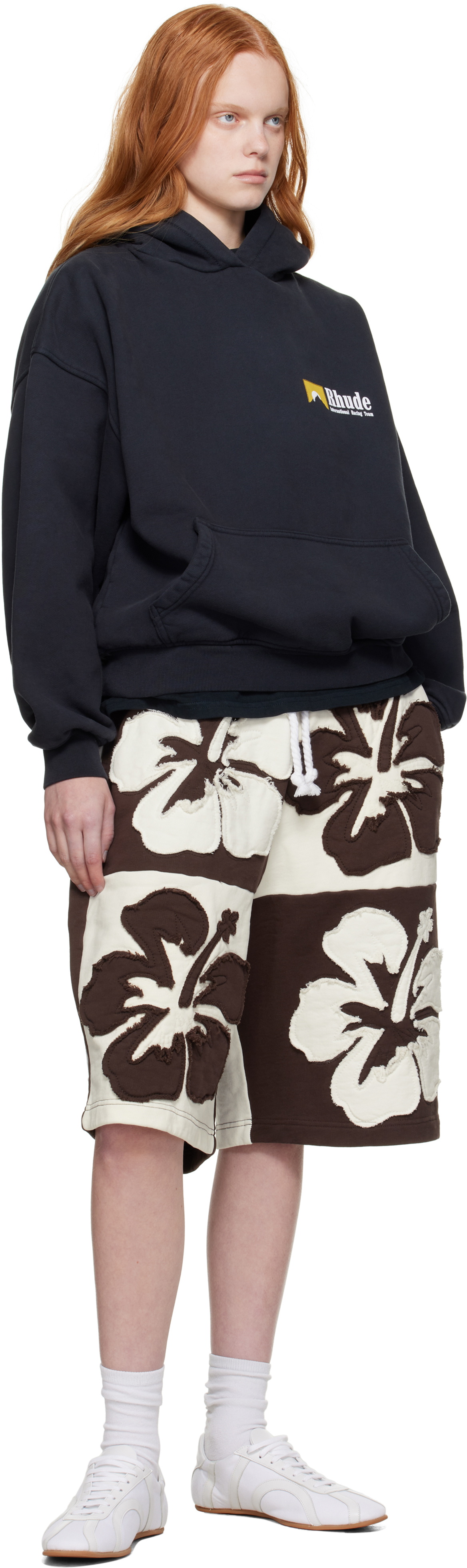 Rhude Black 'International Racing' Logo Hoodie