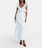 Shushu/Tong Floral ruffled cotton and silk top