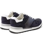Berluti - Run Track Torino Leather, Suede and Nylon Sneakers - Blue