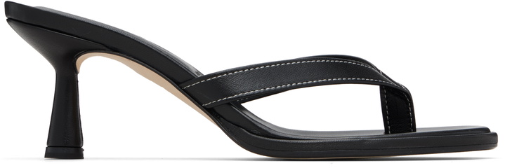 Photo: Aeyde Black Daphne Leather Thong Heeled Sandals