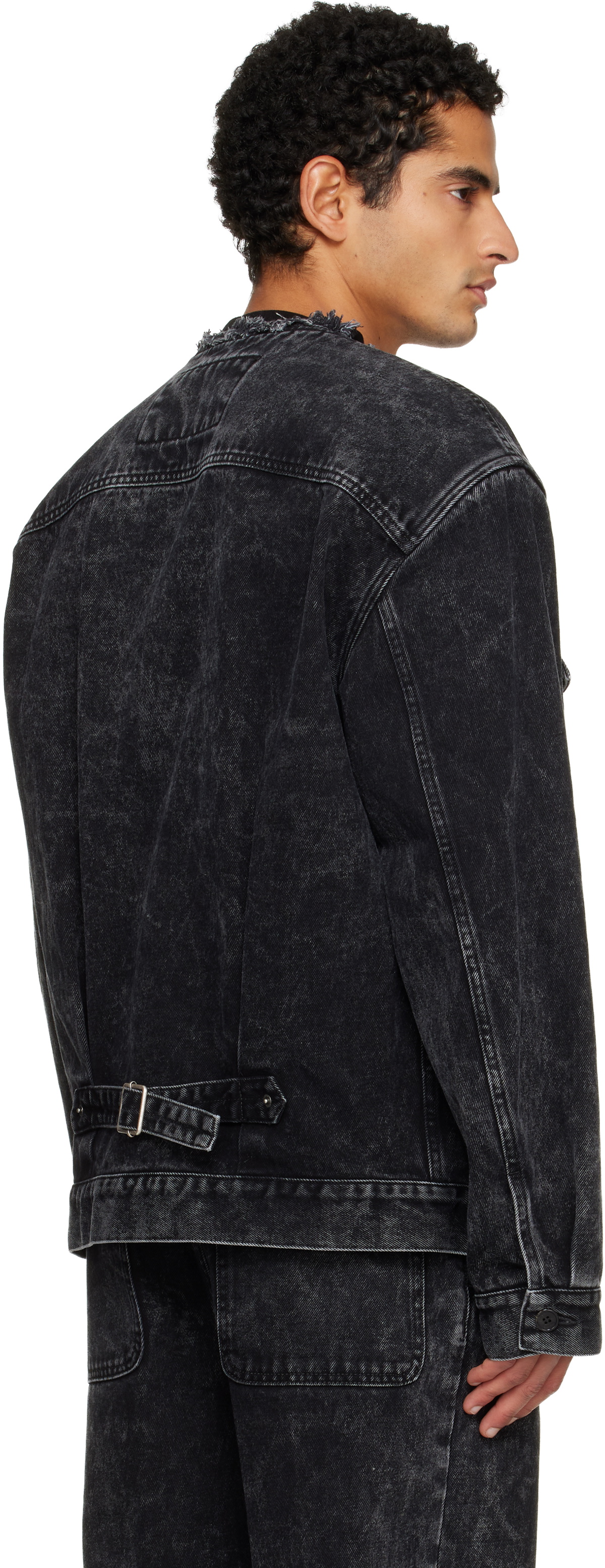 Lanvin Black Loose Fit Washed Denim Jacket