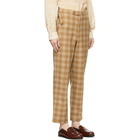 Bode Beige and White Oatmeal Plaid Trousers