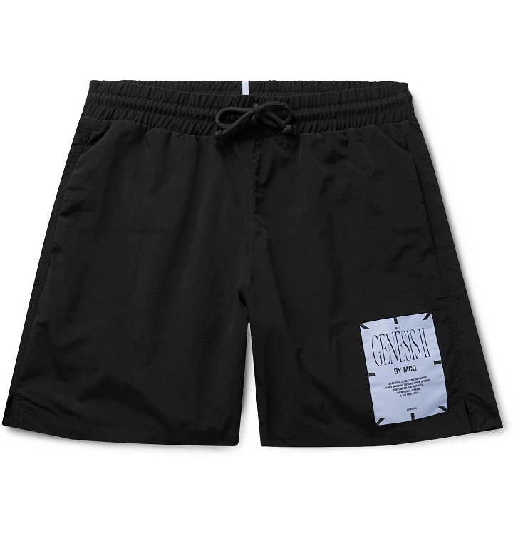 Photo: MCQ - Appliquéd Shell Drawstring Shorts - Black