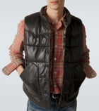 RRL Reversible leather and cotton puffer vest