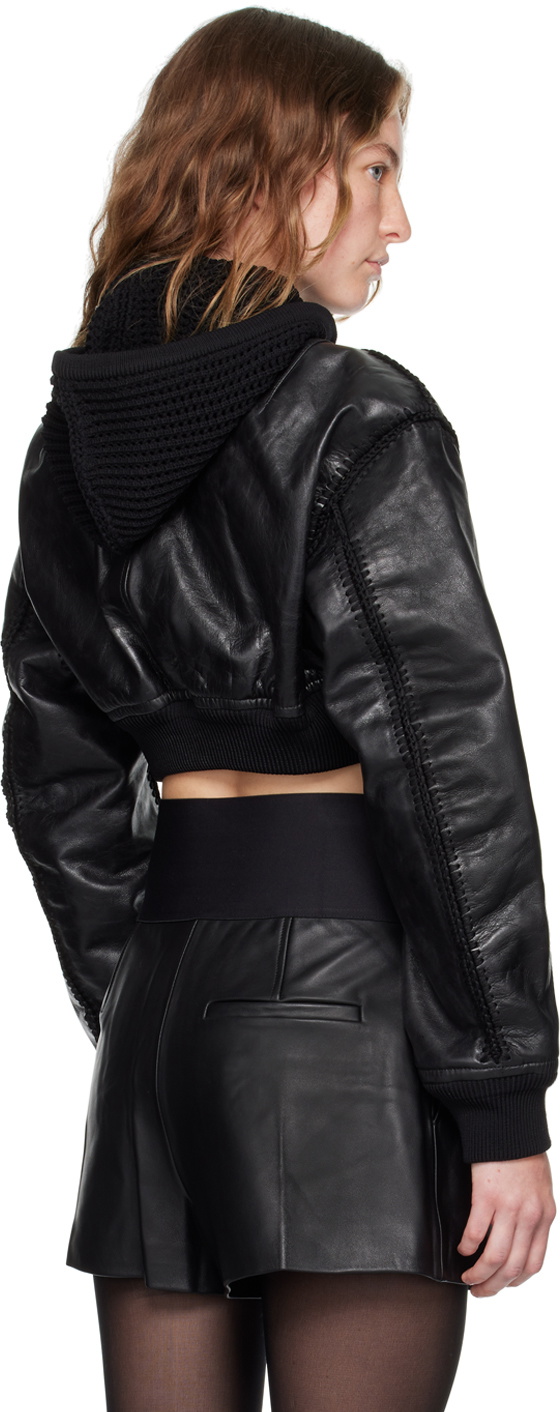 Alexander Wang Black Crocheted Leather Bomber Jacket