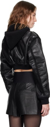 Alexander Wang Black Crocheted Leather Bomber Jacket