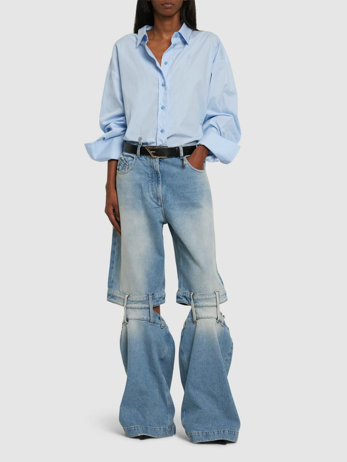デニム・ジーパン The Attico Washed Denim Cut-Out Jeans THE ATTICO - Denim Cut Out Jeans The Attico