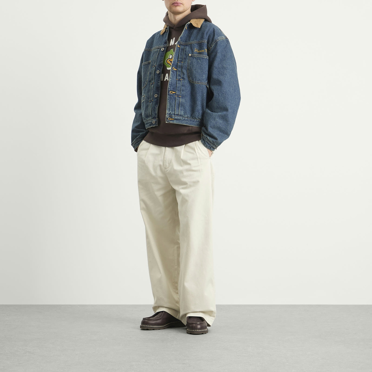 Human Made Men's Double Pleated Wide Chino Pants in White