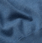 Ermenegildo Zegna - Contrast-Tipped Wool and Silk-Blend Polo Shirt - Men - Blue