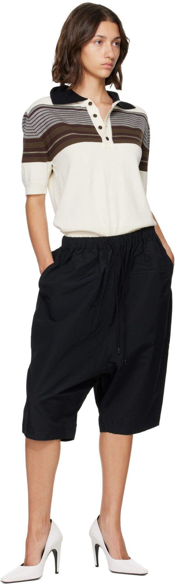 Entire Studios Black Nylon Taper Shorts