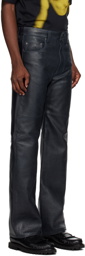 Wood Wood Navy Henry Leather Pants