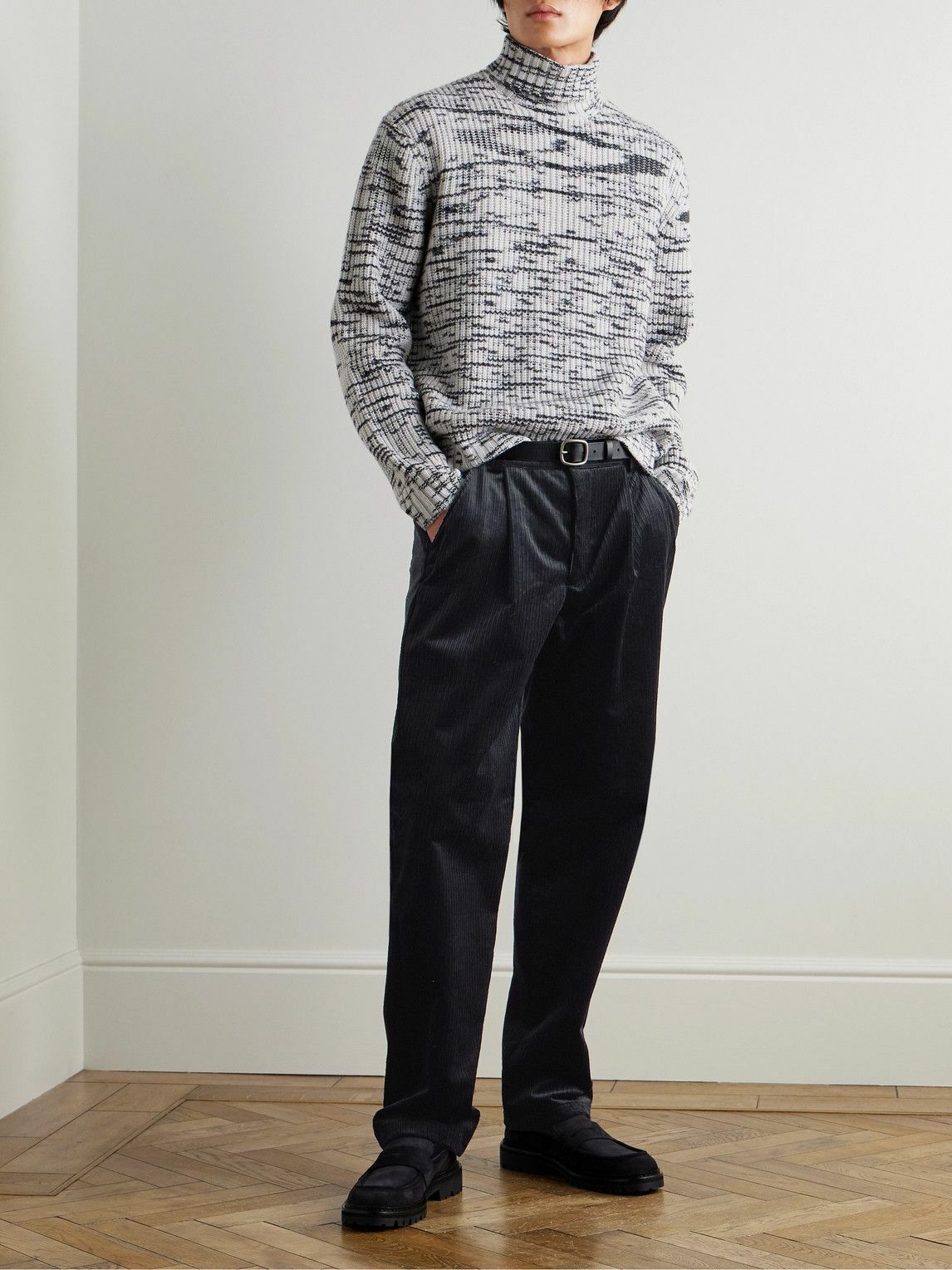 Oliver Spencer - Morton Straight-Leg Pleated Cotton-Corduroy Trousers - Black