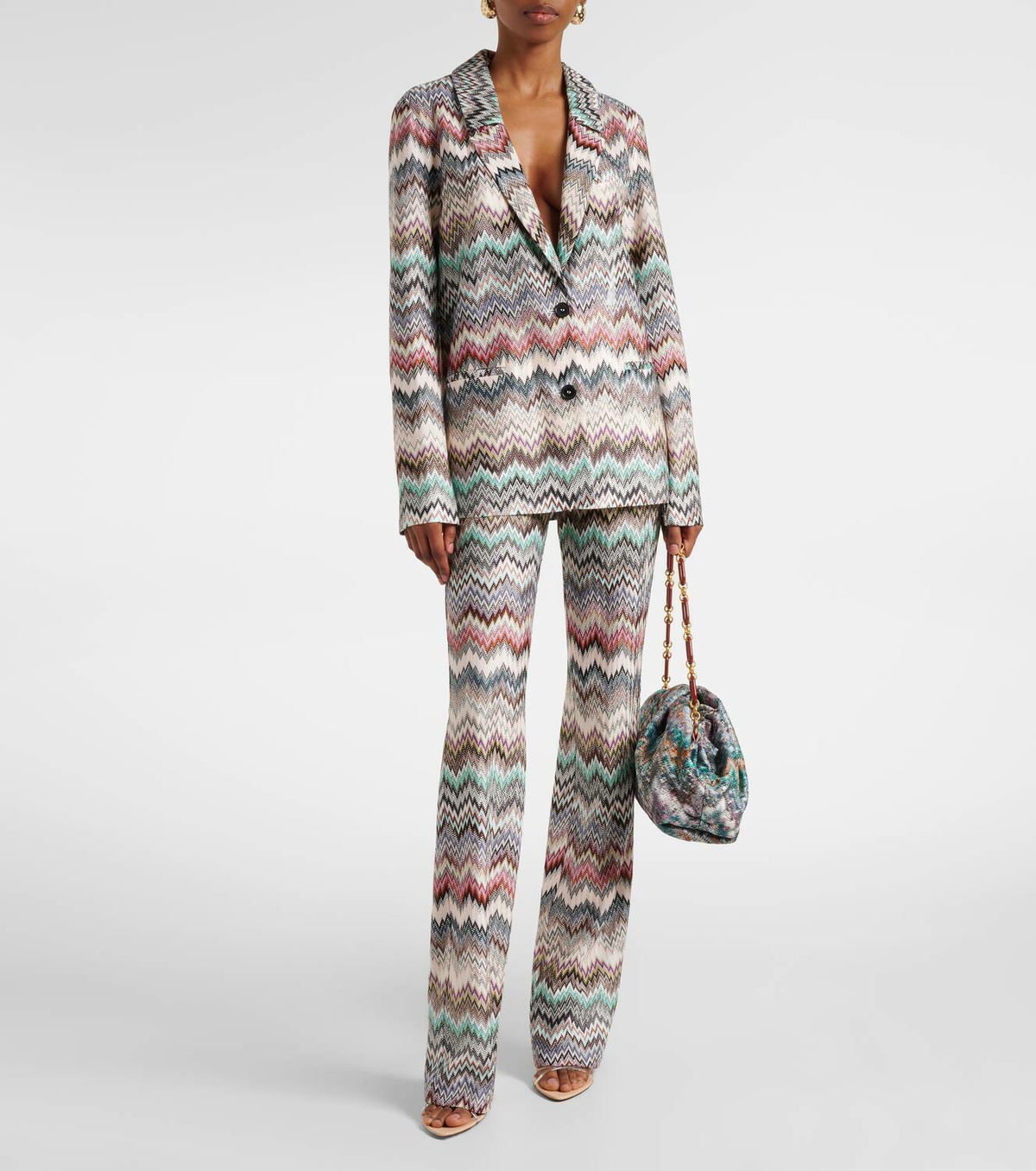 MISSONI ジャケット コート 44サイズ ジグザグ模様 総柄 レインボー Missoni Zigzag single-breasted blazer Missoni