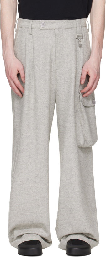 Photo: Reese Cooper Gray Wool Herringbone Pleated Cargo Pants