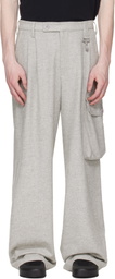 Reese Cooper Gray Wool Herringbone Pleated Cargo Pants