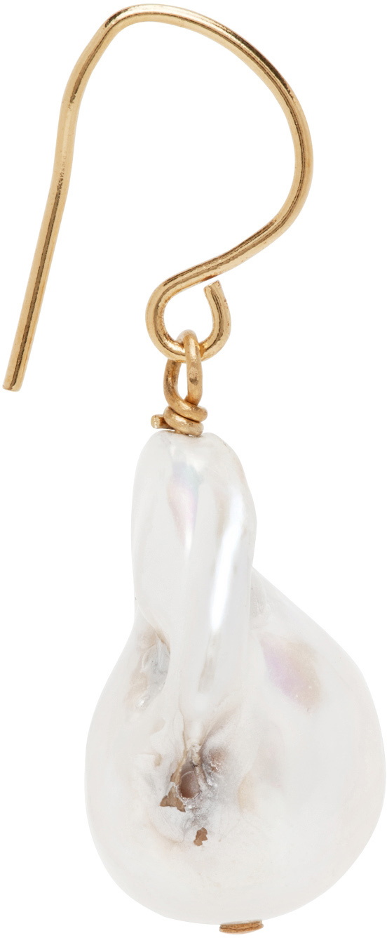 Jil Sander Gold Pearl Grainy Earrings