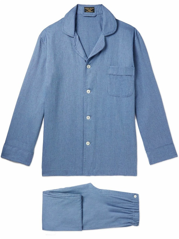 Photo: Emma Willis - Camp-Collar Cotton-Twill Pyjama Set - Blue