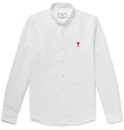 AMI - Button-Down Collar Logo-Appliquéd Cotton Oxford Shirt - White