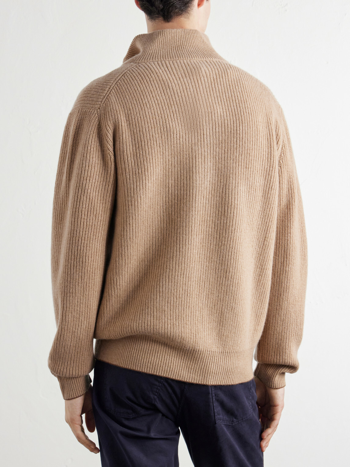 Canali - Wool and Cashmere-Blend Zip-Up Sweater - Neutrals