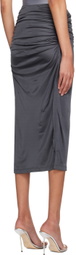 Atlein Gray Ruffled Maxi Skirt