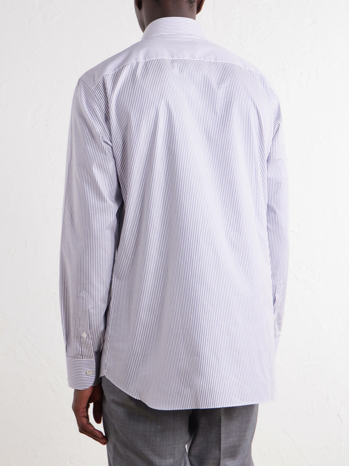 Brioni - Striped Cotton-Poplin Shirt - Blue