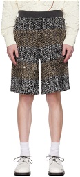 Andersson Bell Black & Beige Striped Shorts