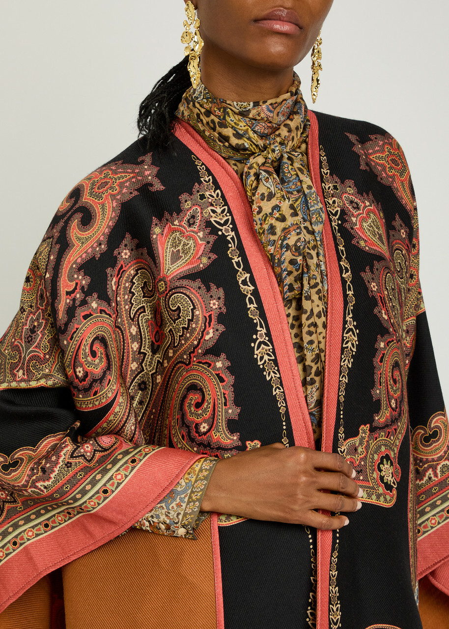 Etro Patterned-jacquard Wool-blend Cape - No Colour - One Size
