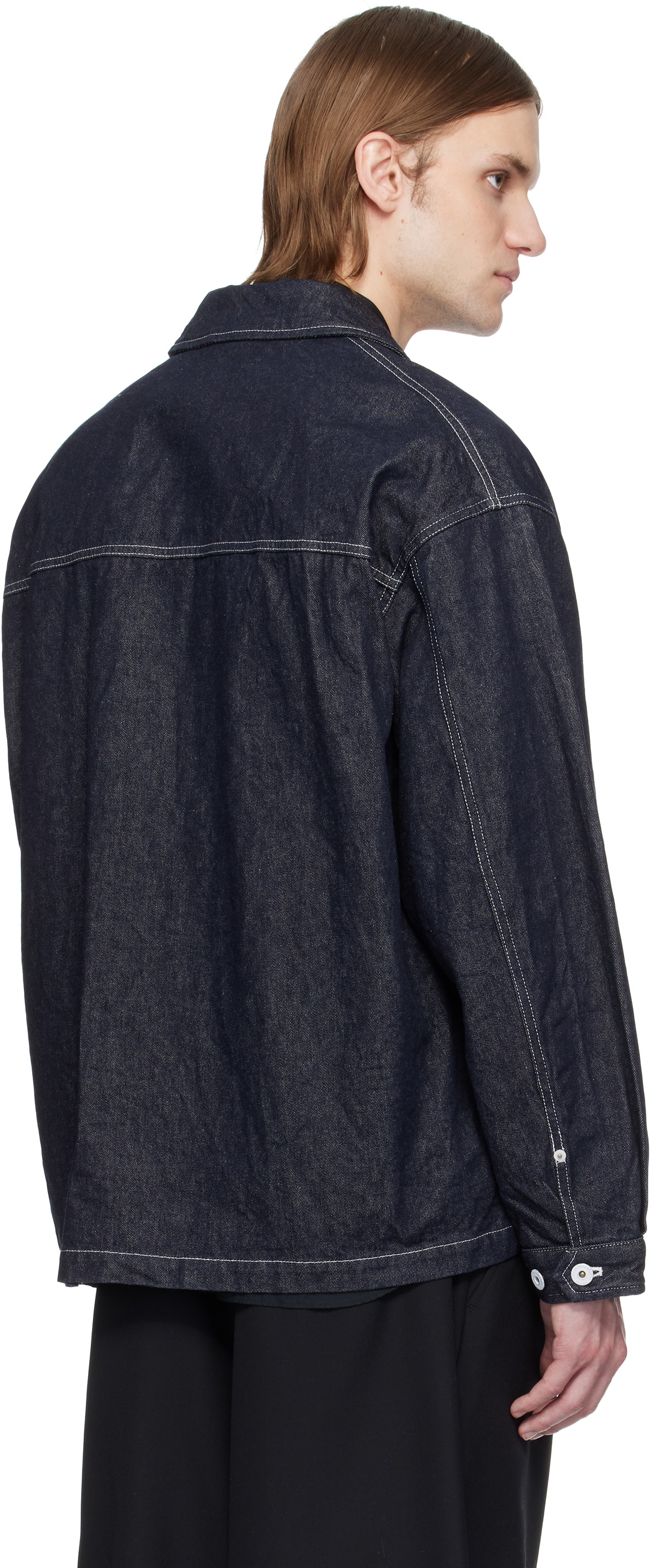 Comme des Garçons Homme Navy Garment Washed Denim Jacket
