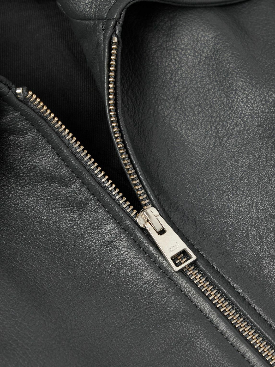 AMI PARIS - Leather Jacket - Black
