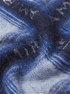 AMIRI - Logo-Intarsia Cotton and Cashmere-Blend Sweater - Blue