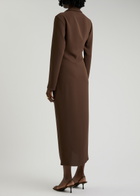 Paris Georgia Simone Draped Midi Shirt Dress Brown