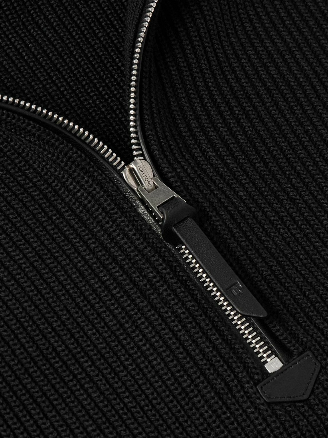 TOM FORD - Slim-Fit Ribbed Silk and Merino Wool-Blend Half-Zip
